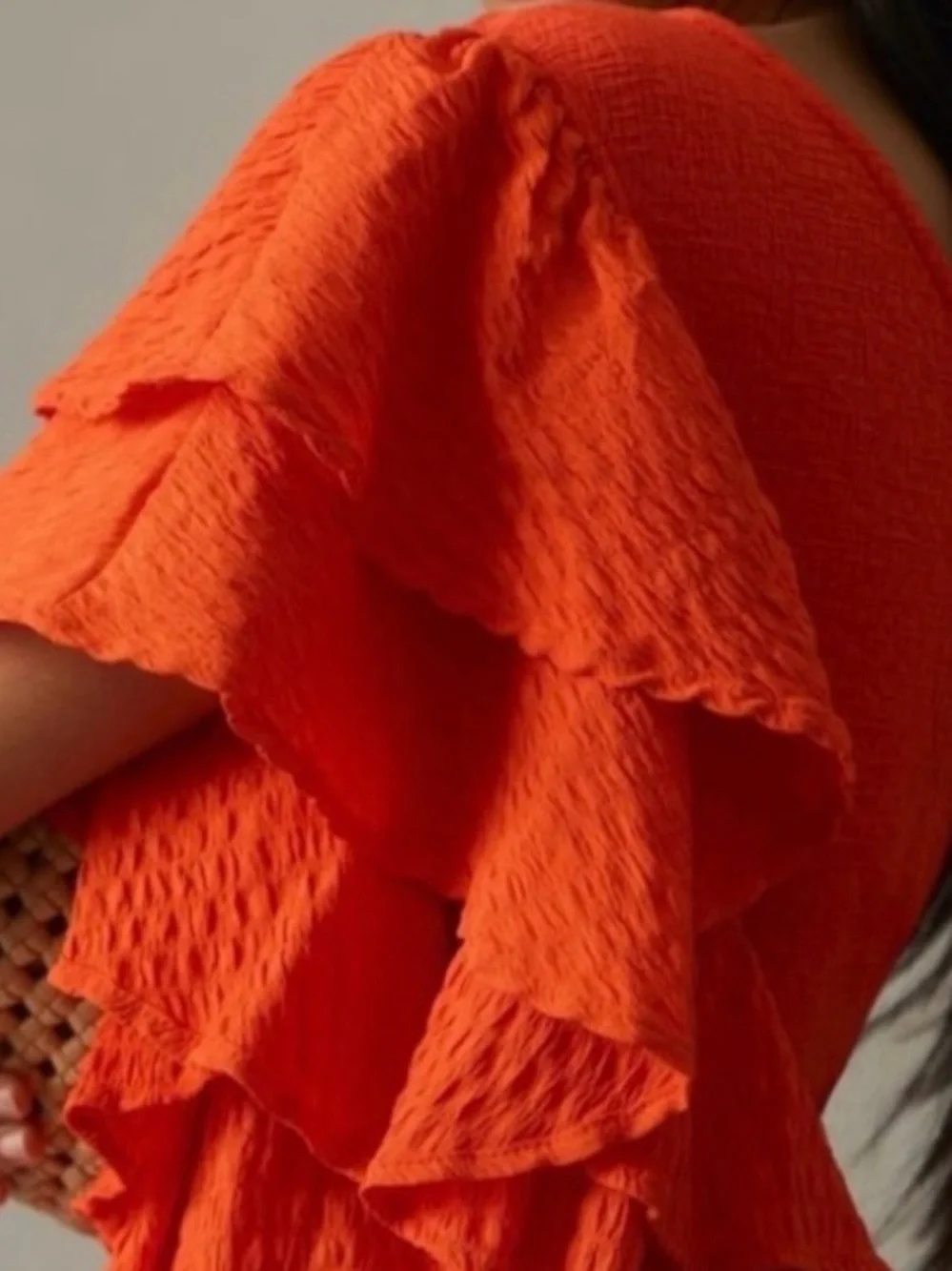 By Anthropologie Ruffled One-Shoulder Top Orange‎ size XXS
